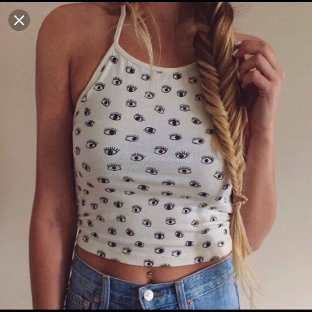 Brandy Melville Eyes Halter Top + Stickers